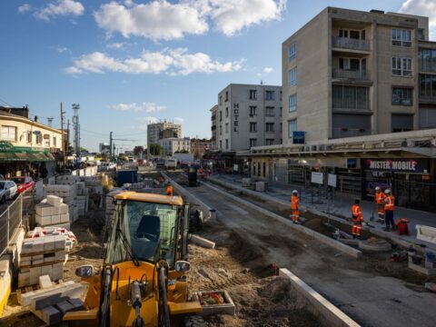 Travaux d'insertion urbaine dans la rue Jean Jaurès à Noisy-le-Sec