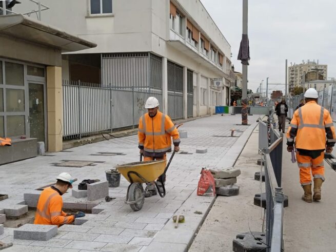 Travaux de pavage rue Jean Jaurès à Noisy-le-Sec